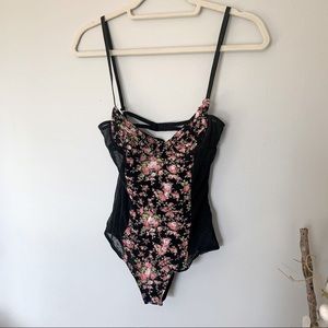 Forever 21 Black Floral Teddy